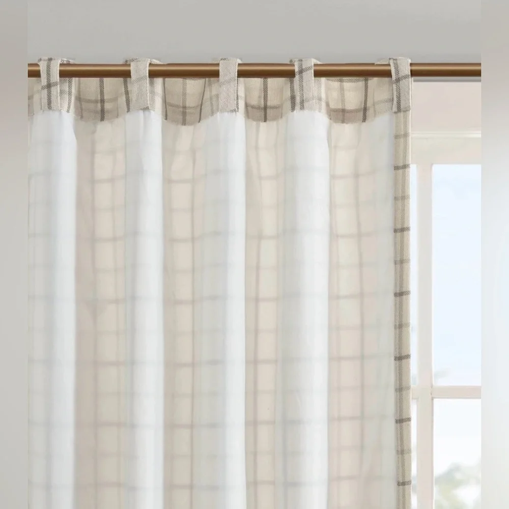 Madison Park Anaheim Plaid Rod Pocket and Back Tab Single Curtain Panel